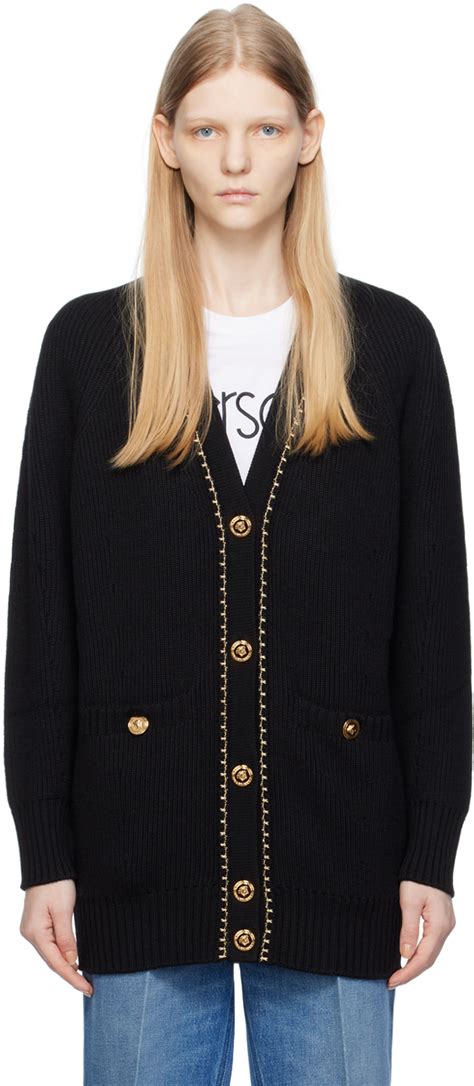 versace black cardigan|versace cardigan women's.